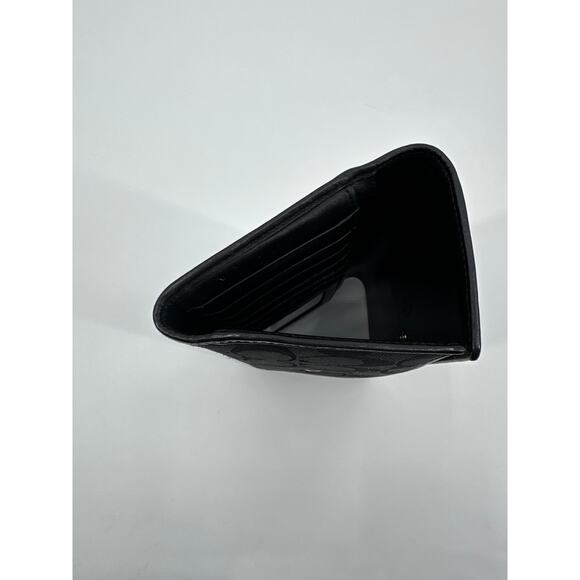 Coach Black Signature Fabric Canvas Leather Wallet 7.5" x 4.5" - Picture 5 of 6